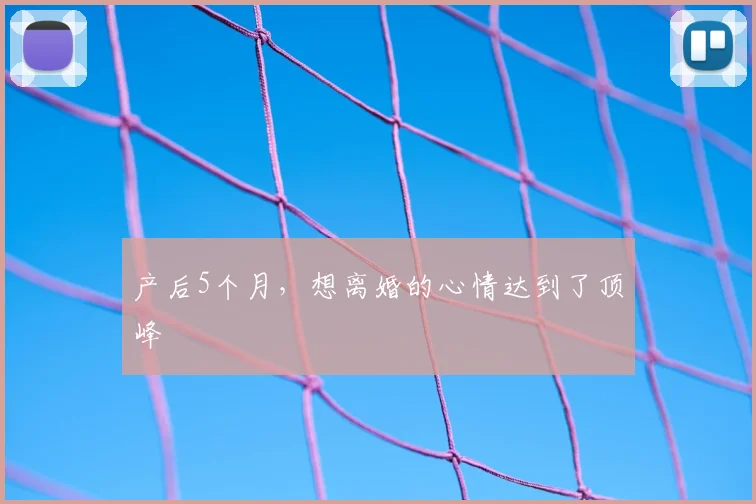 产后5个月,想离婚的心情达到了顶峰